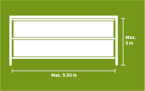 Lubratec® Rollotor - Compact roller blind system with marked maximum dimensions for reliable wind and weather protection Lubratec Rollotors with marked maximum dimensions - Effective wind protection for drive-through and stable openings