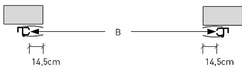 Alternative door width B - adjustment of the door width by 29 cm