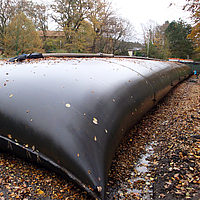 Large sludge-filled SoilTain dewatering tube