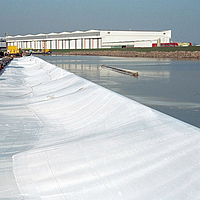 Preparation of geotextile film in the port