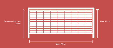 Drawing of the Tectura Stabitor with maximum dimensions of 6.00 m width and 6.00 m height for industrial applications