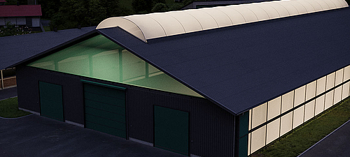 Natural and active lighting in the barn Natural and active lighting in the barn - Lubratec light ridge and LED lighting for animal welfare