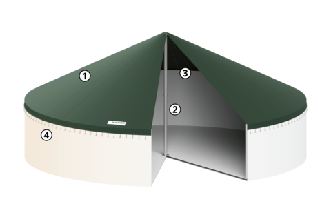 Cogatec emission protection roof with stainless steel center support