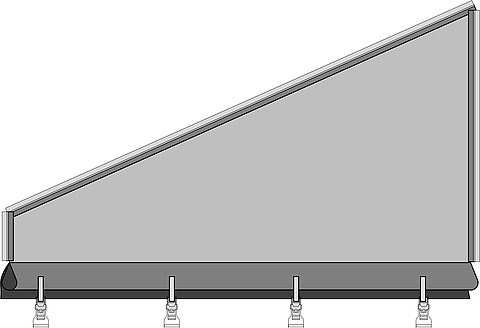 Drawing with the trapezoidal gables of the Tectura textile façade