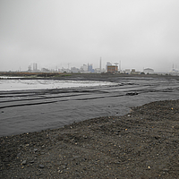 Basetrac® Woven Fabric installed as protection at a mud pond