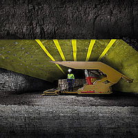 Reinforcement of tunnel ceilings with Minegrid for more safety and stability
