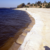SoilTain Bags as bank stabilization on sandy beach