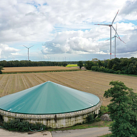 Close to nature: Cogatec emission protection roof from a bird's eye view of a field