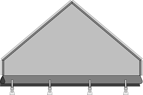 Drawing with the polygonal gables of the Tectura textile façade