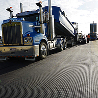 Truck brings material for road construction