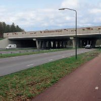 Bridge abutment in active construction